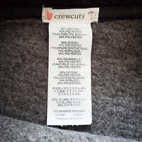 Crewcuts J. Crew Leopard Collar Grey Fleece Top Girls Size 3 - Picture 2 of 5